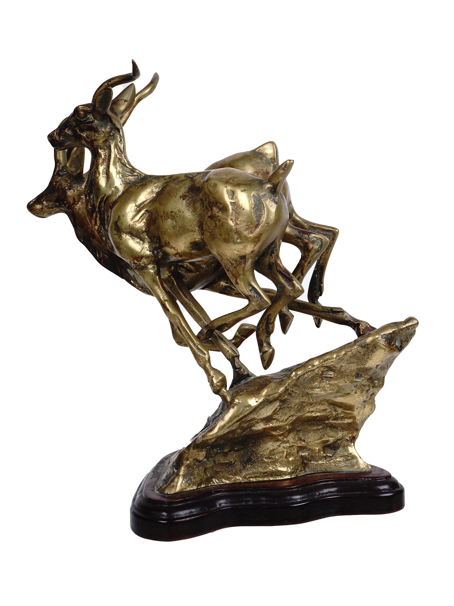 LAST WAX GILT CAST BRONZE FIGURAL GROUP OF DEER PIC-2